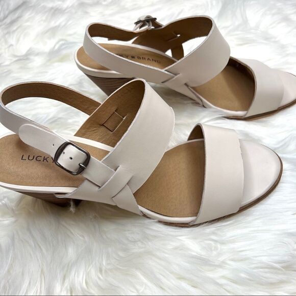 Lucky Brand Vaneesha stacked heel sandal 10 leather Boho Inspired - Picture 13 of 15